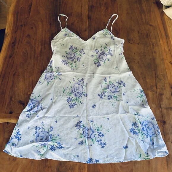 August Silk Womens Vintage Y2K Slip Dress Sz Medium Blue Floral Cottagecore Boho - Picture 8 of 14